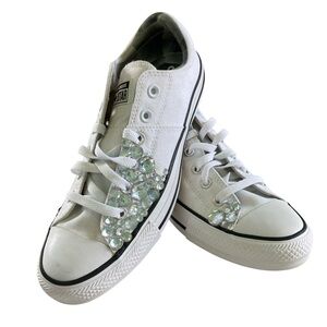 Converse Chuck Taylor All Star Madison Low White Bling Sneaker Wedding (Size 10)